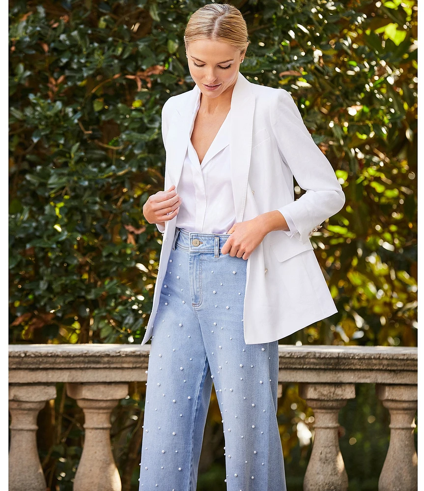 Antonio Melani Alexandra Pearl Wide Leg Crop Denim Jeans at