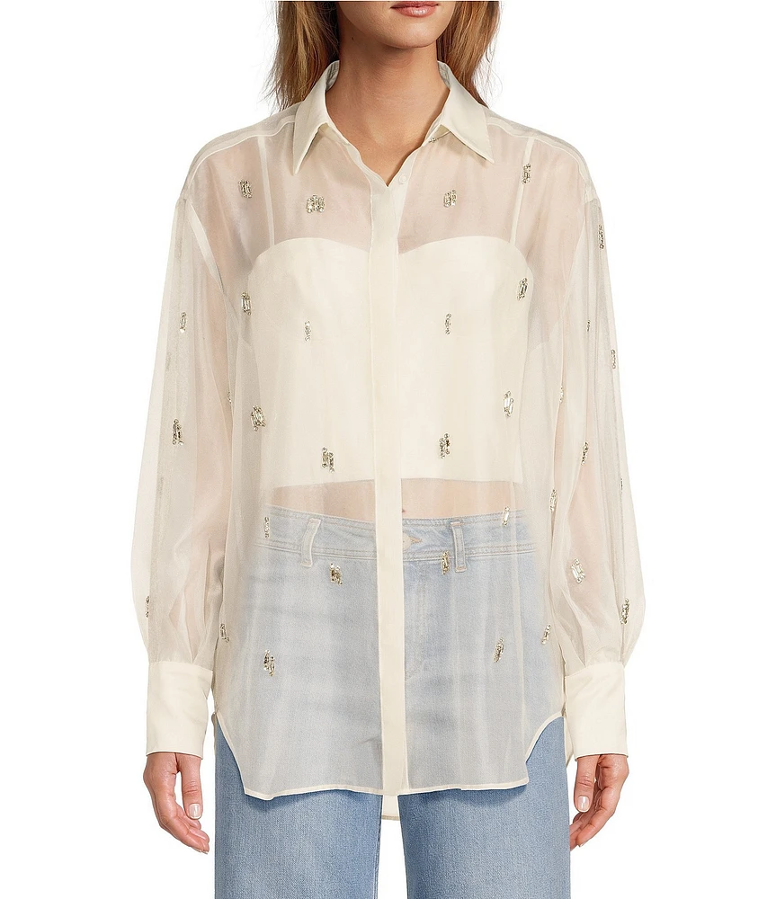 Antonio Melani Priscilla Organza Sheer Jewel Embellished