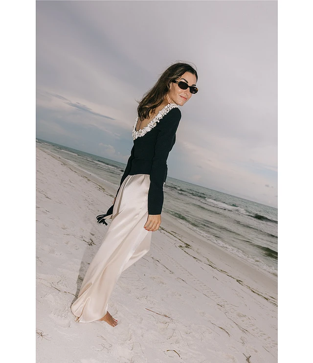 Antonio Melani Elena Crepe Square Neck Long Ruched Sleeve Antonio Melani Elena Crepe Square Neck Long Ruched Sleeve