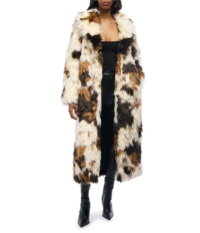 Azalea Wang Penelope Faux Fur Animal Collared Wrap Coat at