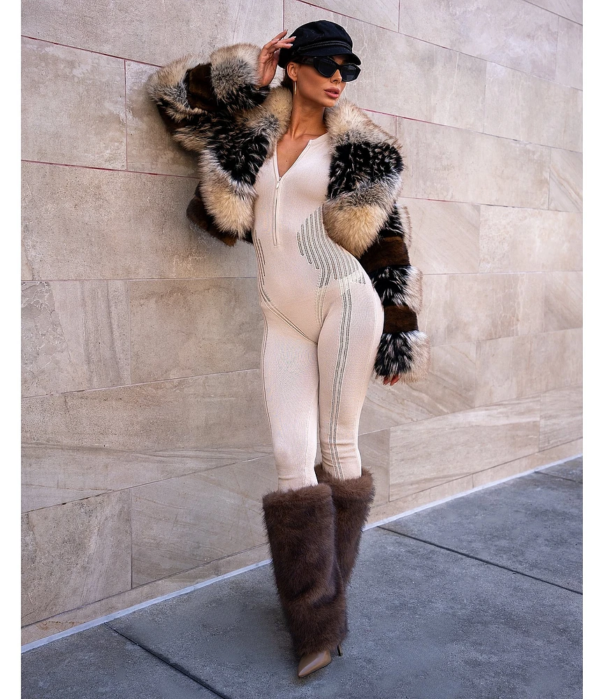 Azalea Wang Portia Faux Fur Collared Filled Jacket