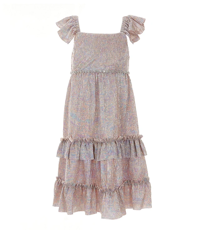 Bonnie Jean Little Girls 2T-6X Flutter Sleeve Metallic