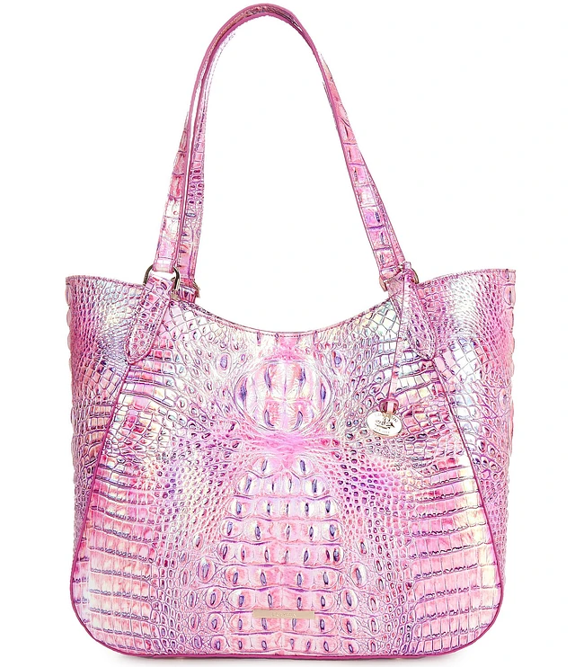BRAHMIN Purple Iris Melbourne Collection Aliza Iridescent Tote Bag