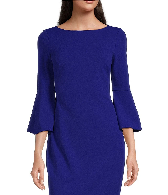 Calvin Klein Women's Printed Chiffon Bell-Sleeve Dress | The