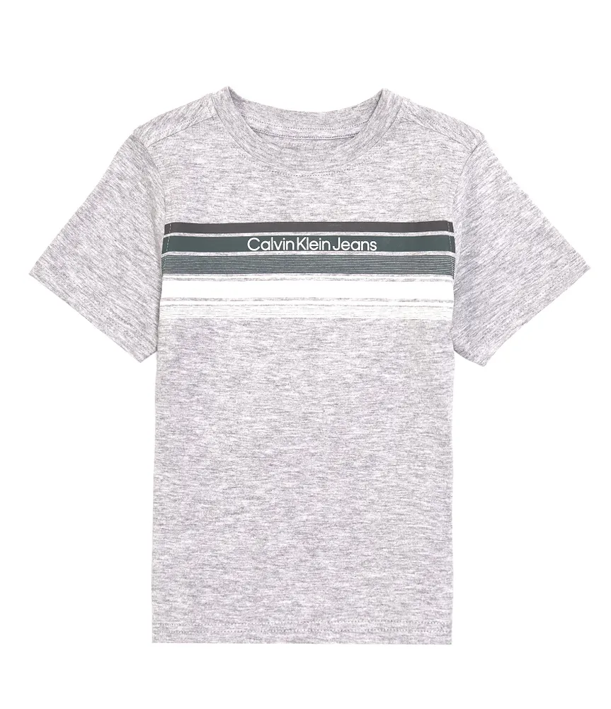 Calvin Klein Little Boys 4-7 Short Sleeve Logo Chest-Stripe Jersey