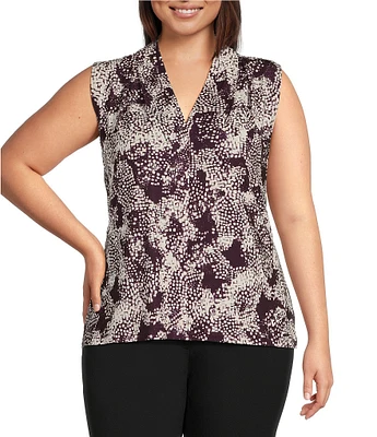 Calvin Klein Plus Size V-Neck Tulip Short Sleeve Blouse
