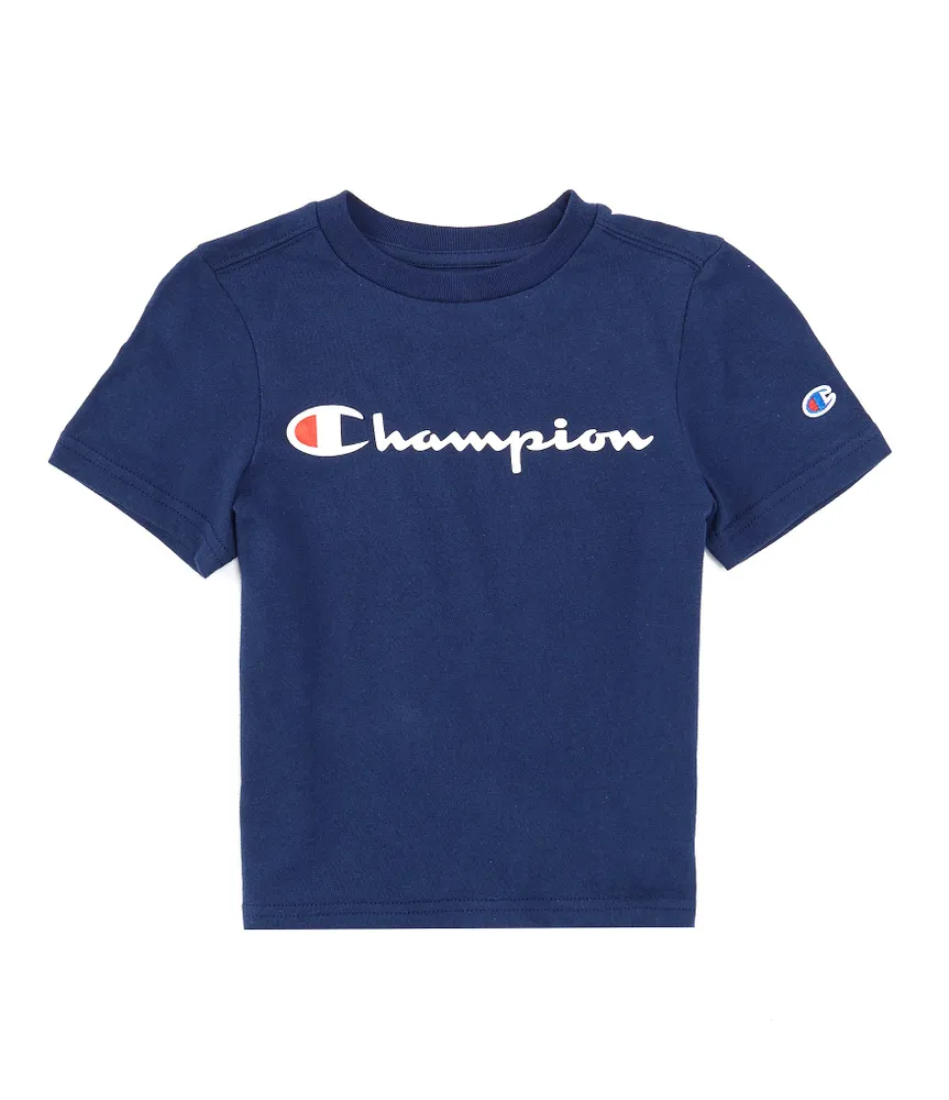 Champion Little Boys Allover Open Script T Shirt Gray Size 4 main image 0