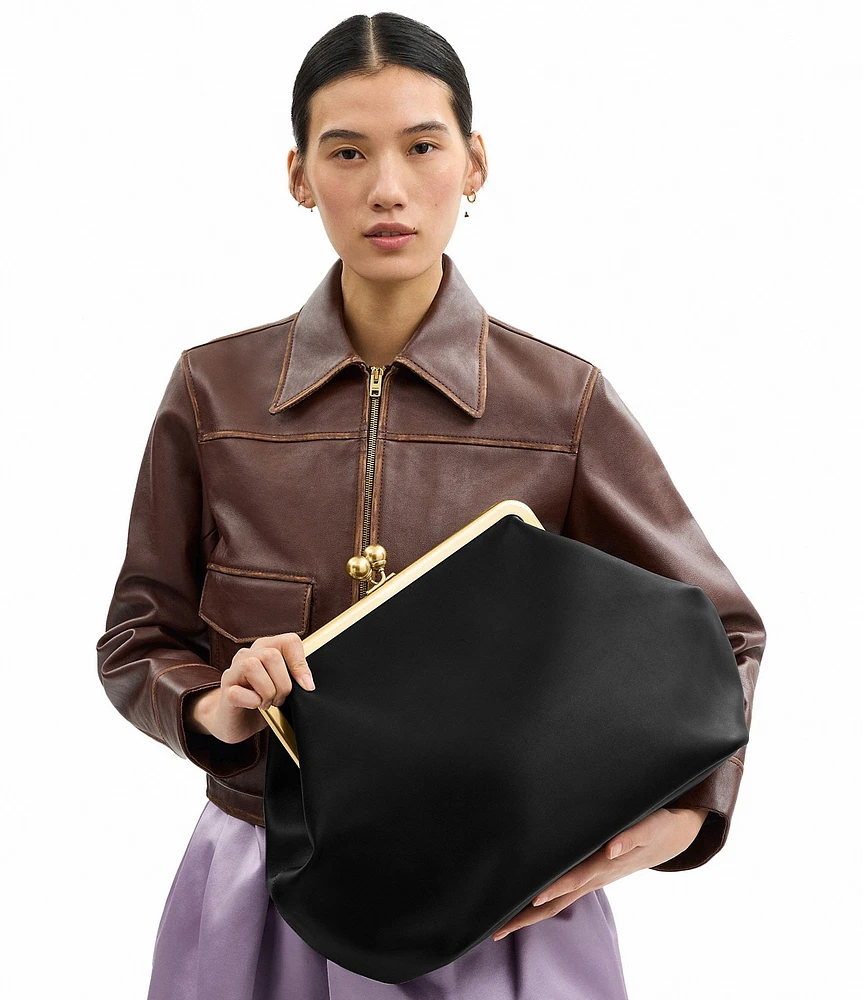 COACH Large Oversized Kisslock Frame Shoulder Clutch Bag at