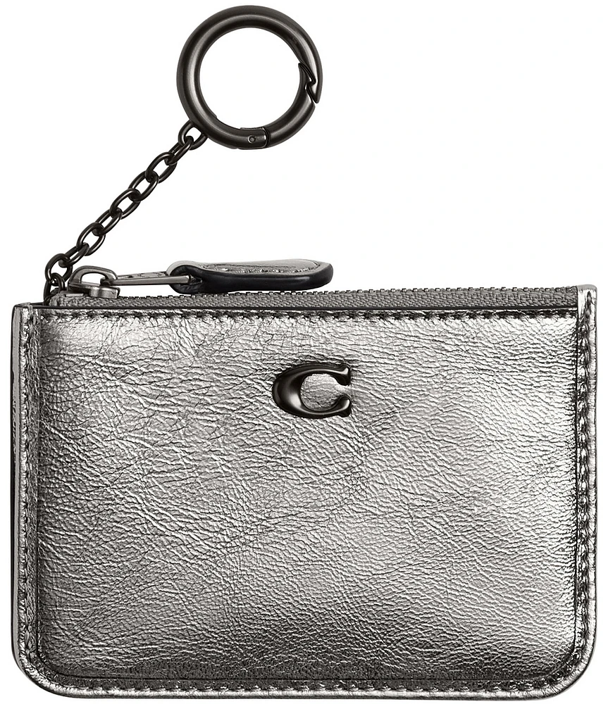 Coach Zip Card Case In Metallic factory Leather