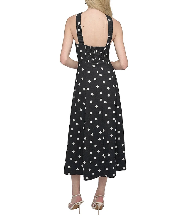 【Donna Karan New York】Linen-Blend Polka-Dot A-Line Dress Donna Karan New York Women's Polka-Dot A-Line Dress - Macy's