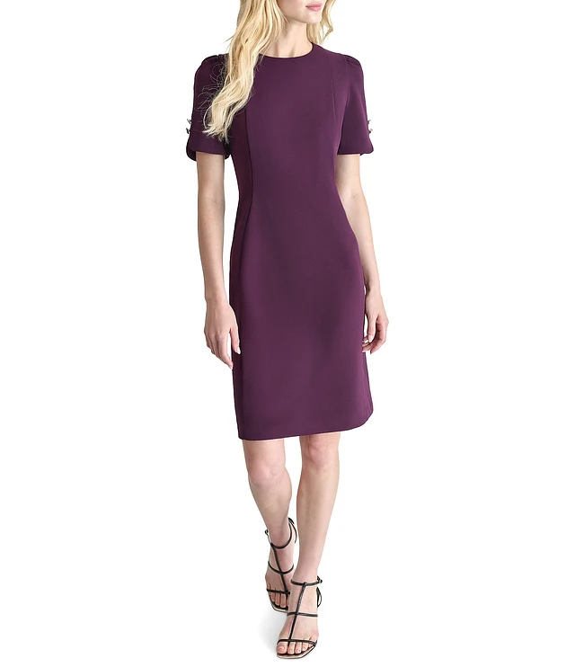 Dkny Women's Twisted Waistband Puff-Sleeve Sheath Dress