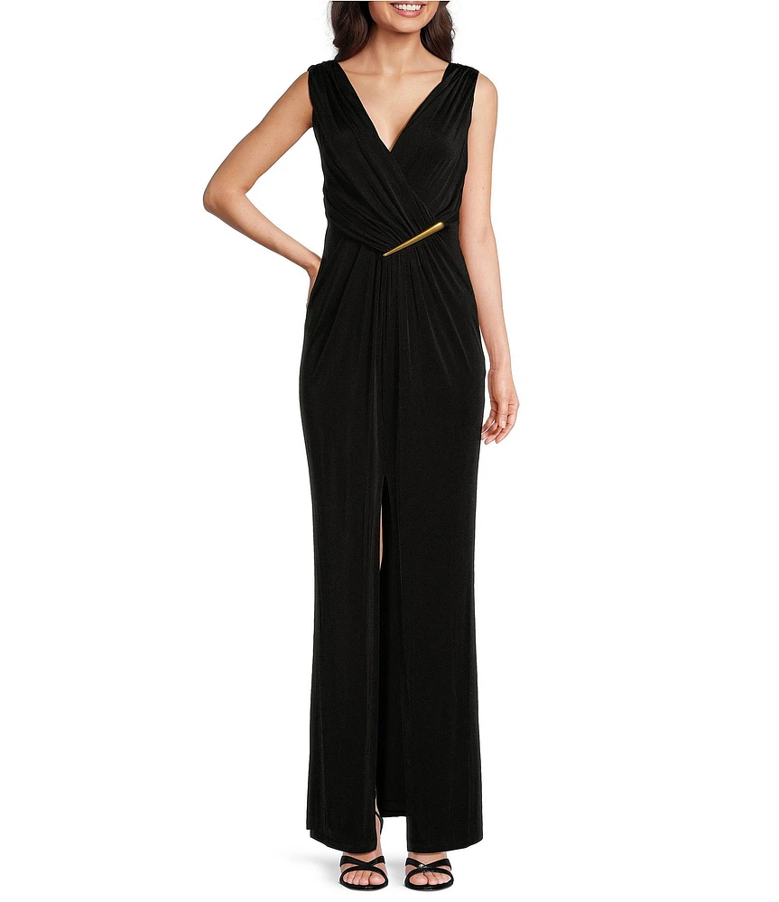 【Donna Karan New York】V-Neck Ruched Sheath Dress Donna Karan New York Women's V-Neck Ruched Sheath Dress - Macy's