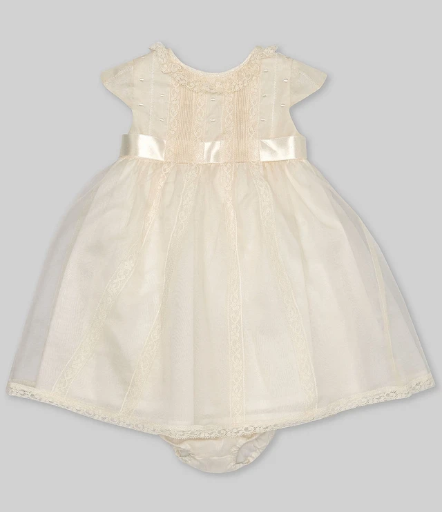 Edgehill Collection Baby Girls 3-24 Months Round Neck Long