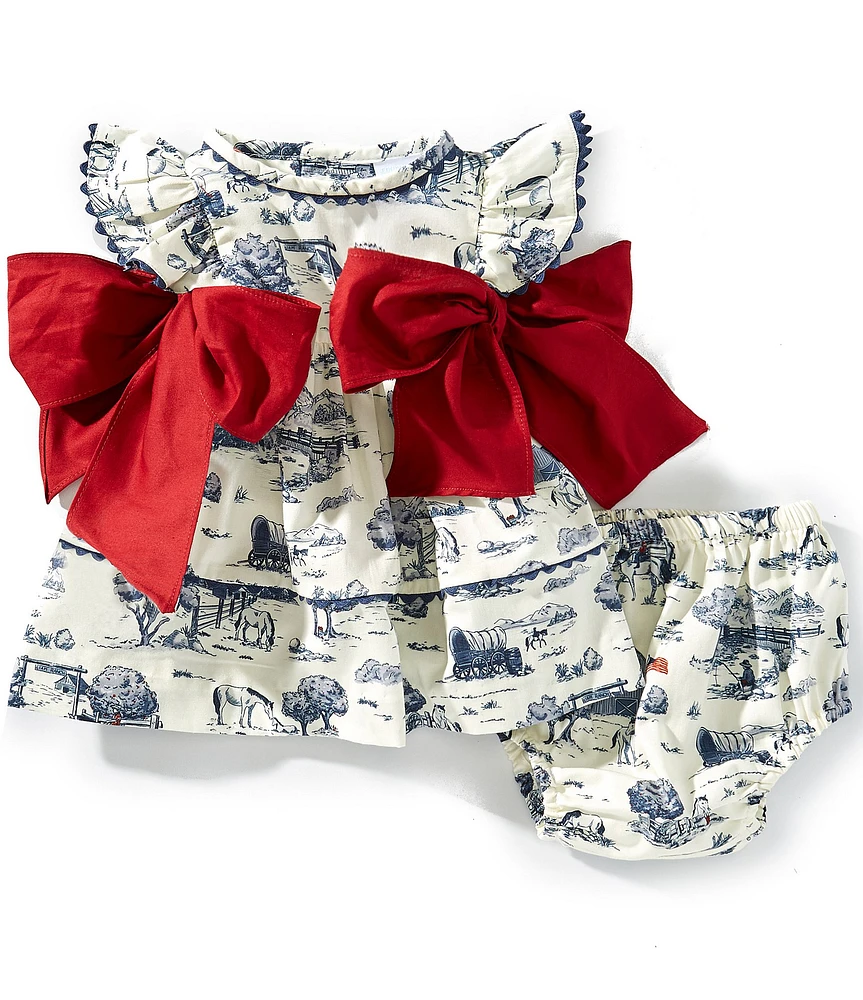 Edgehill Collection Baby Girls Sleeveless Flag Toile Print Side