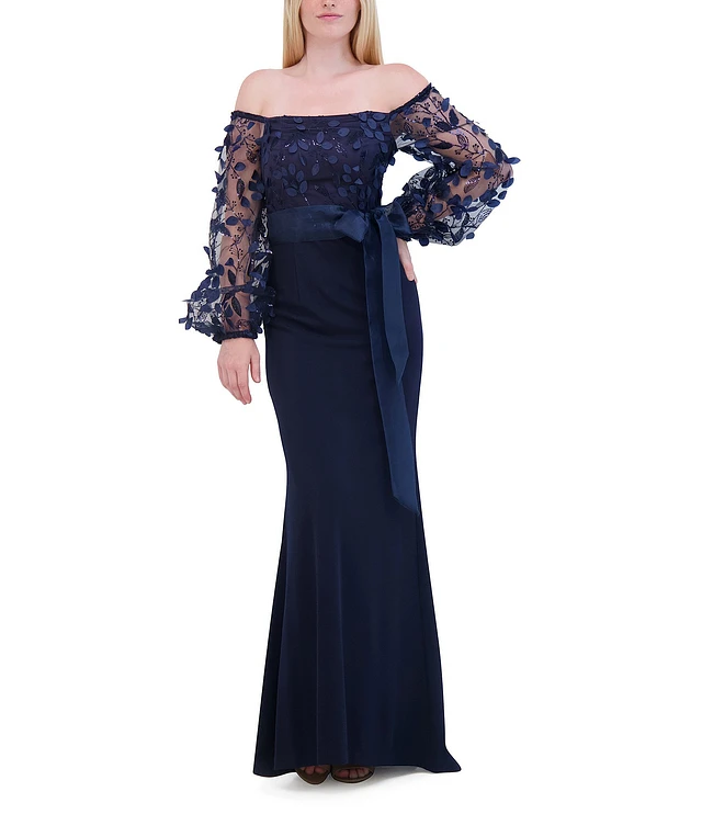 Eliza j off the shoulder bow gown best sale