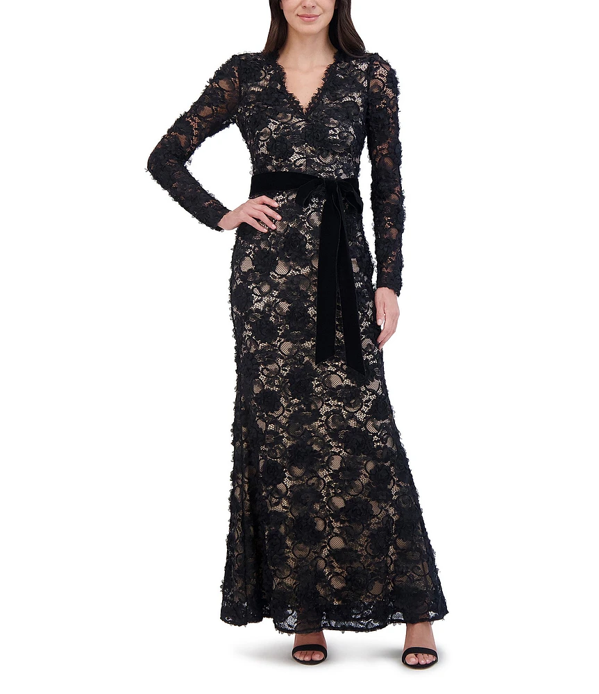 Eliza j lace & velvet sheath dress best sale