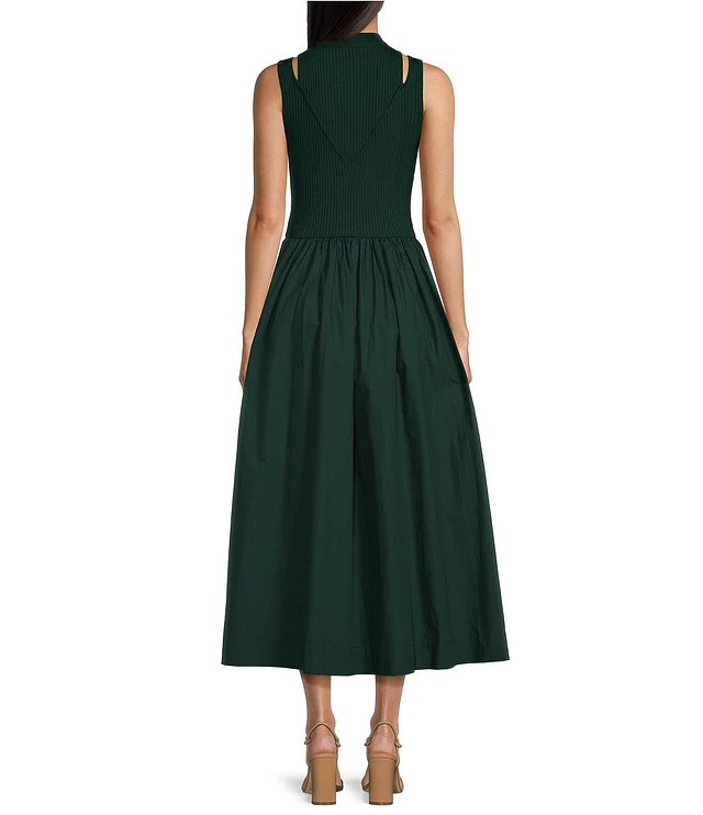 En Saison Sigrid Mixed Media Mock Neck Sleeveless Maxi Dress En Saison Sigrid Mixed Media Mock Neck Sleeveless Maxi Dress