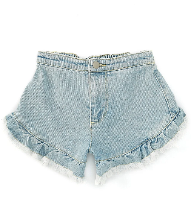 GB Big Girls 7-16 Ruffle Hem Denim Shorts at Hamilton Place