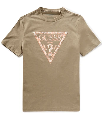 Guess Men's Embroidered Triangle Logo Graphic T-Shirt | The