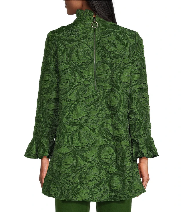 Compare IC Collection Textured Bubble Check Woven Mock Neck