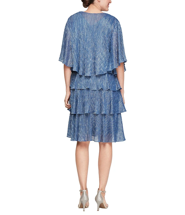 Ignite evenings georgette tiered capelet dress shop