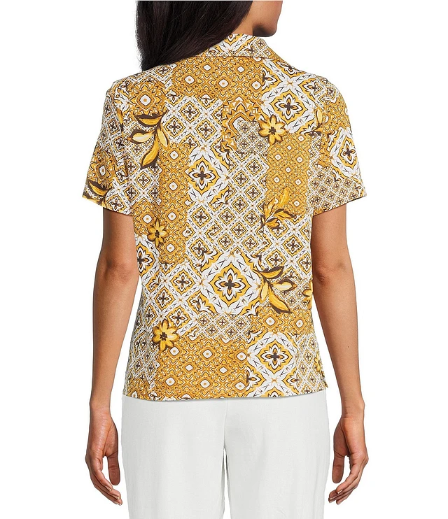 Guess Men's Short Sleeve Button-Front Patchwork Print Shirt