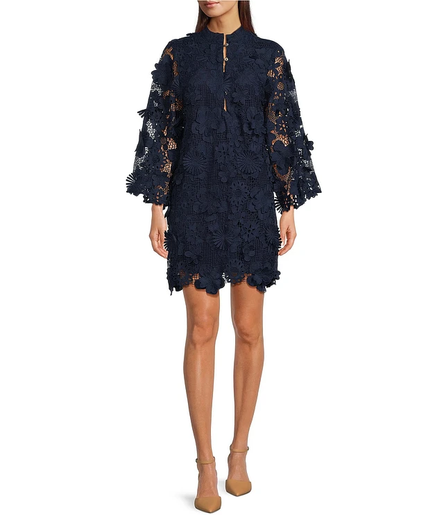 Apolina ワンピース　GaraDress Bellflower 3-5y J.Marie Seraphina Floral 3D Lace Split Round Button Up Neck