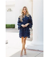 J.Marie Seraphina Floral 3D Lace Split Round Button Up Neck