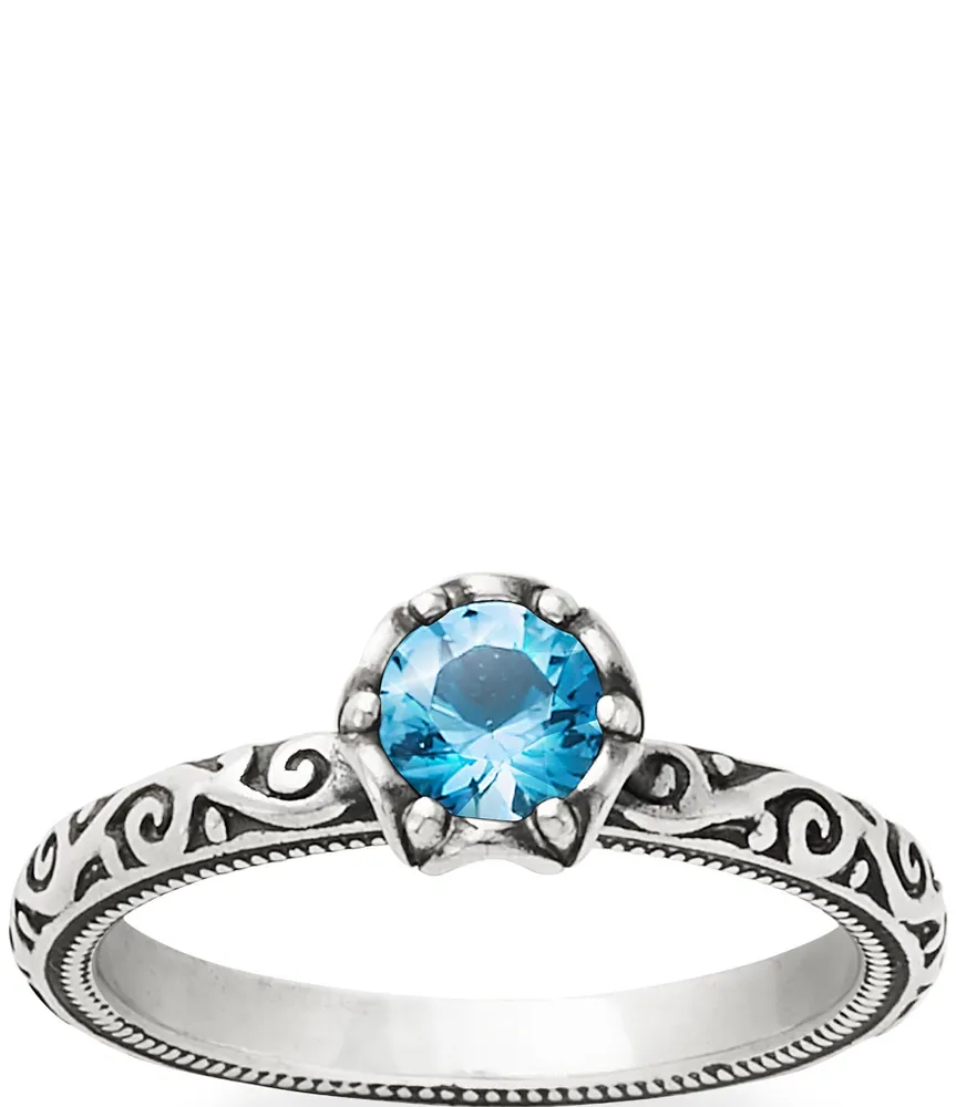 James Avery Heart with Blue 2024 Topaz Twisted Wire Ring