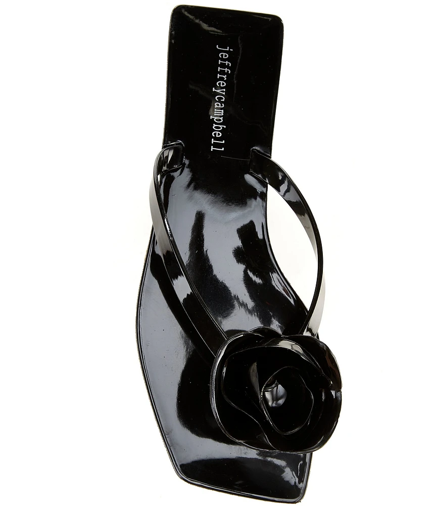 Jeffrey Campbell Sweeten Rose Ornament Glossy Jelly Thong Sandals