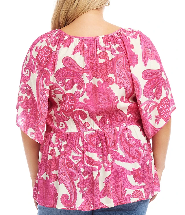 Dillards plus size peasant tops sales