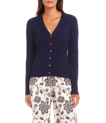 【DISCERNMENT】Round neck ribbed button cardigan Amazon.com: The Drop Women's Brigitte Chunky Button Front