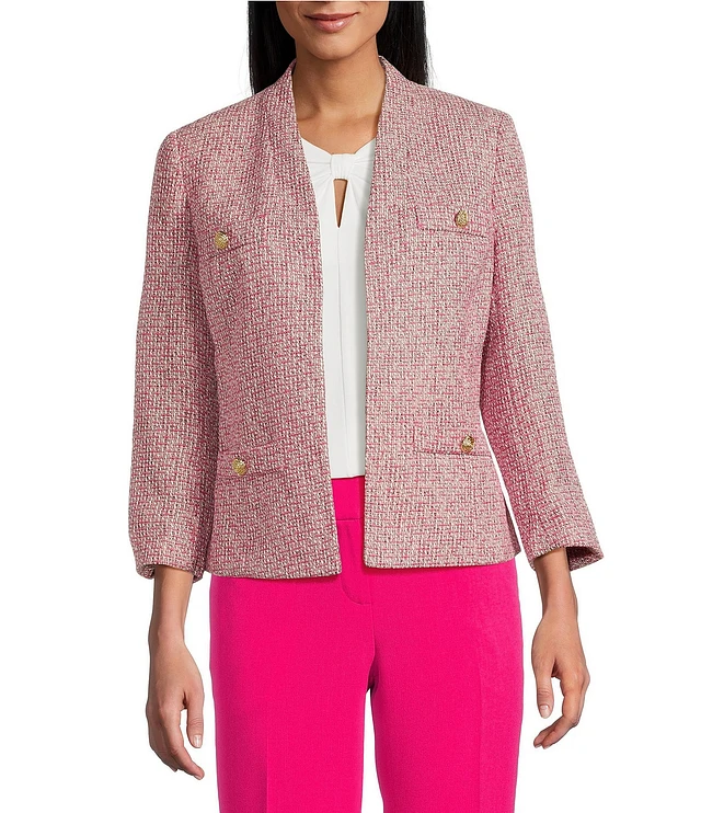 Loft Petite Metallic Tweed Collarless Jacket | The Shops at