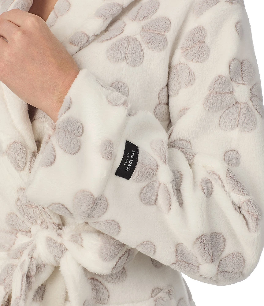 Kate spade new york Floral Jacquard Plush Shawl Collar Long Sleeve