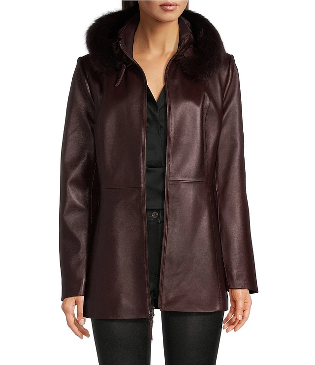 Katherine Kelly Genuine Lamb Leather Jacket with Removable