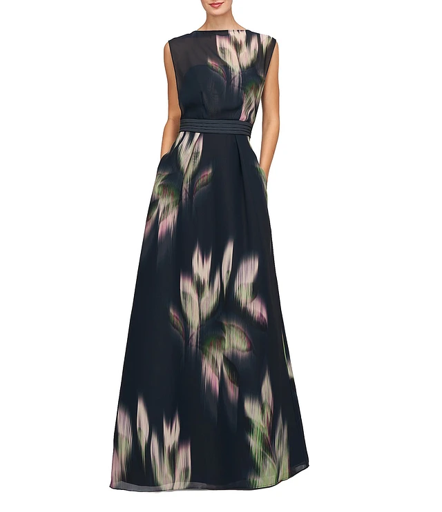 むーんfrankygrowBEAR CUT JQ GOWN BLACK Kay Unger Begonia Ruffled A-Line Midi-Dress | Saks Fifth Avenue