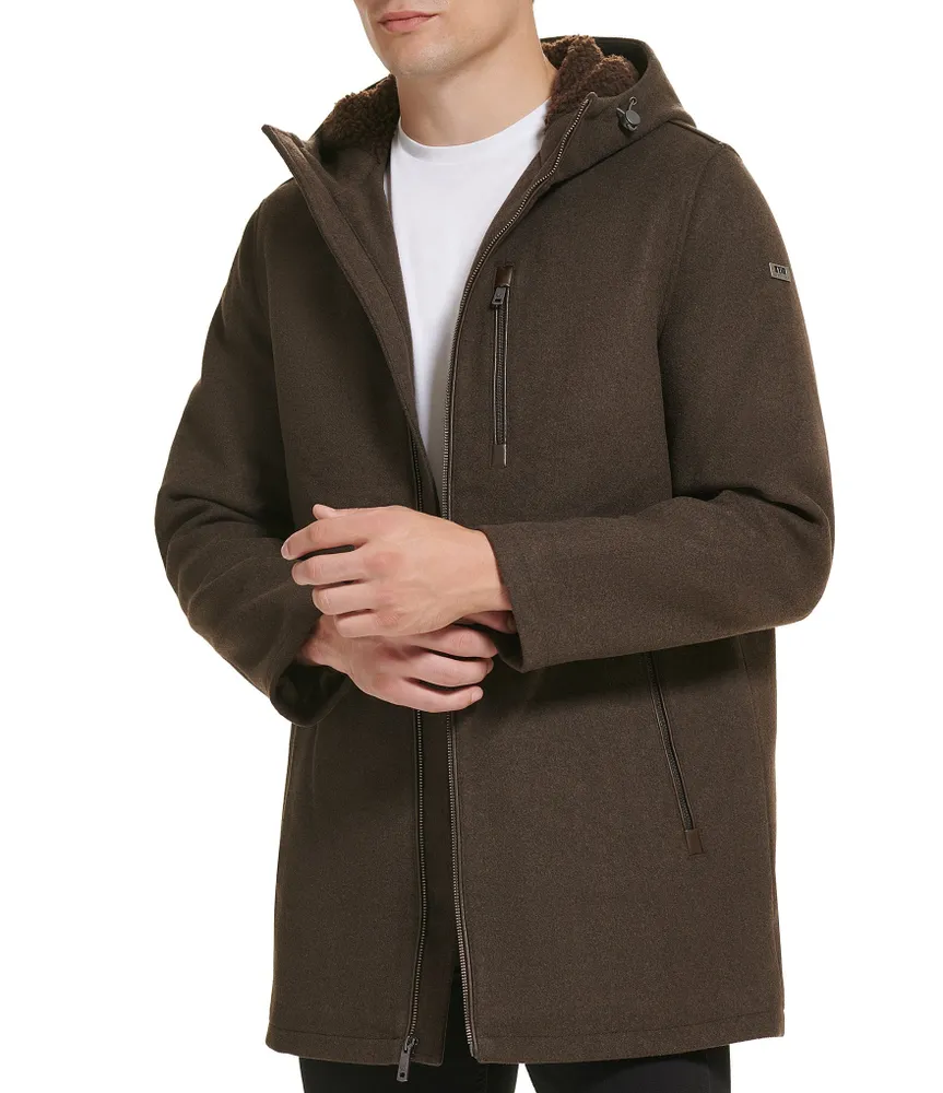 NWT Kenneth Cole wool-blend hooded good coat