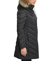 Matte satin faux fur trim puffer outlet