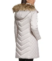 Matte satin faux fur trim puffer outlet