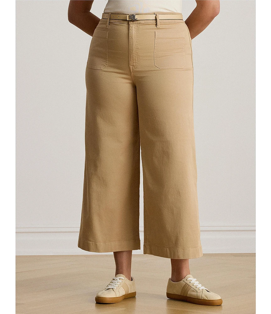 Lauren Ralph Lauren Plus Size Stretch Cotton High Rise Wide Leg