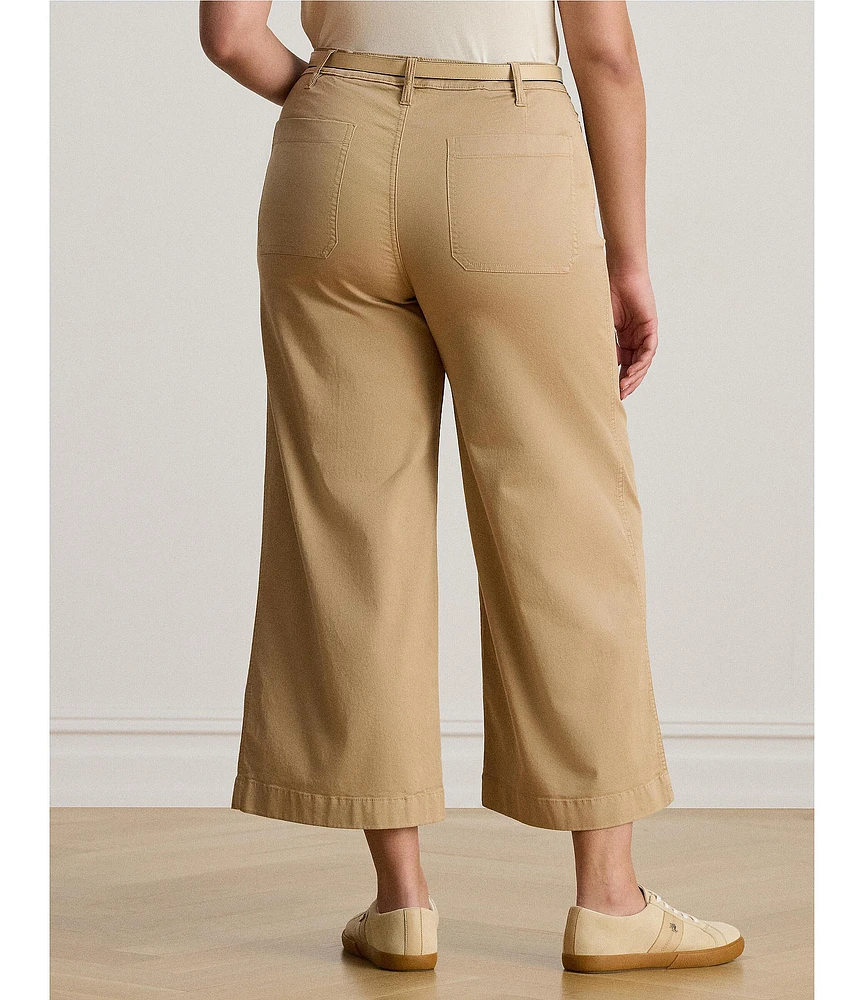 Lauren Ralph Lauren Plus Size Stretch Cotton High Rise Wide Leg