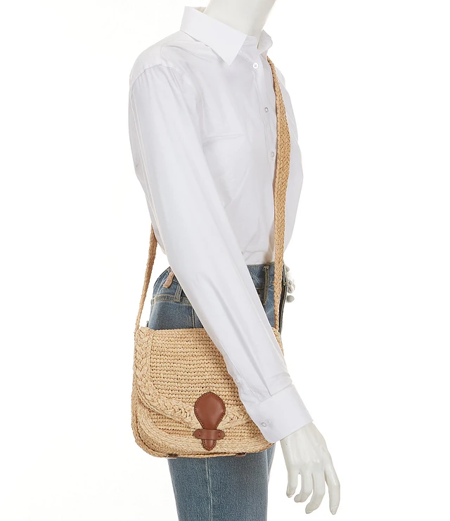 Lauren Ralph Lauren Colbie Medium Raffia Messenger Crossbody
