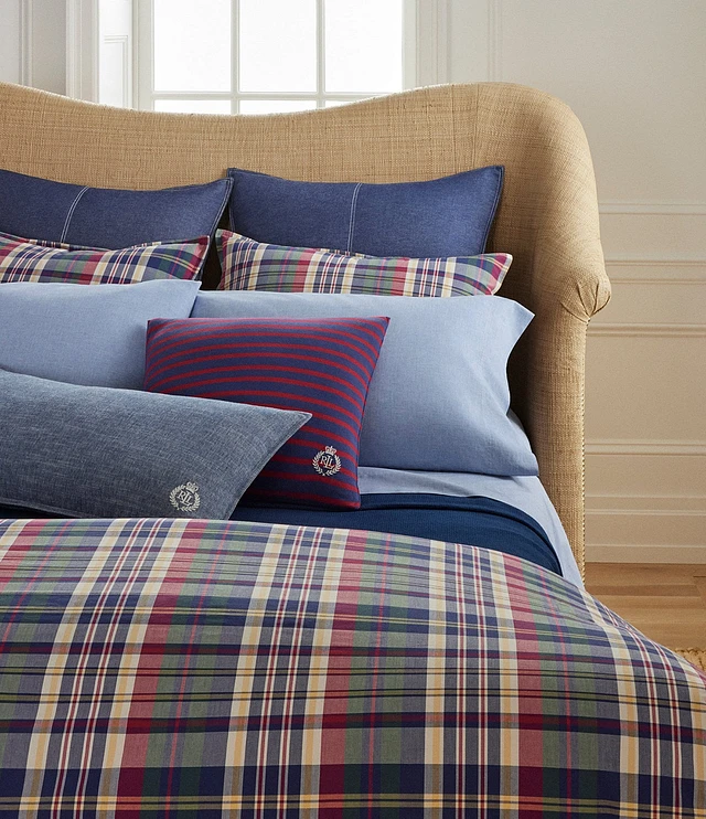 NEW Lauren Ralph Lauren Millerton Plaid Flannel 3 Pc. King Duvet Cover sold Set $350