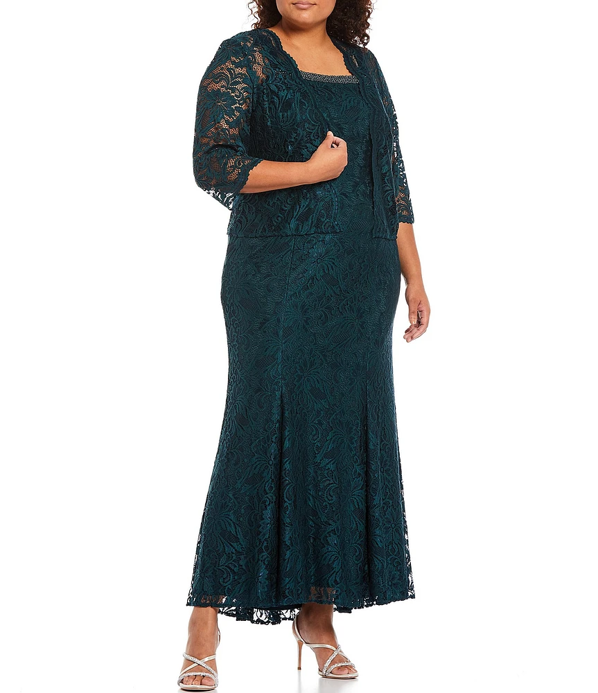 Lace jacket dress plus size hotsell