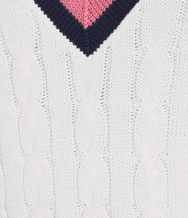 Lilly Pulitzer Brockton Cable Knit V-Neck Long Sleeve Stripe