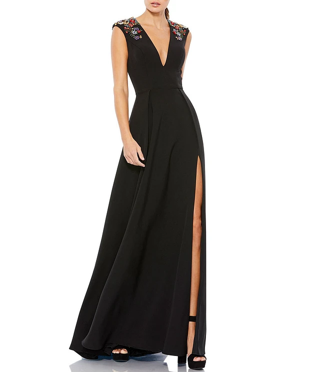 【MAC DUGGAL】関税込★パープルアシンメトリードレス JEAN MACLEAN】ネット/刺繡/姫/LongDress【51768-1】 | IRM