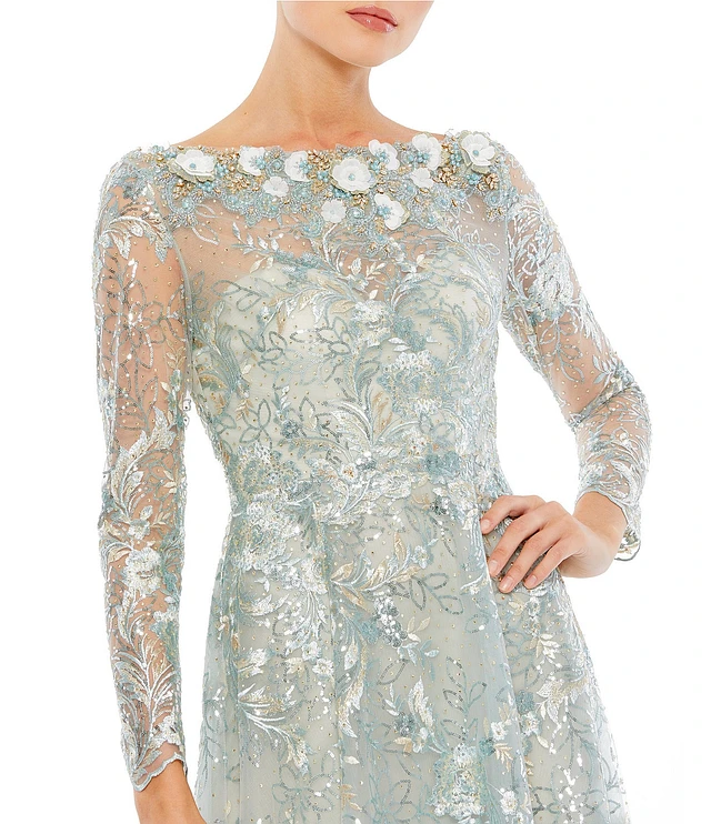 （US発）Mac Duggal フローラル袖ボートネック ロングドレス 30185098_fpx.tif?$filterlrg$&
