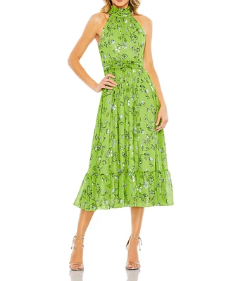 Dkny Women's Sleeveless Tiered Pleated Halter-Neck Dress