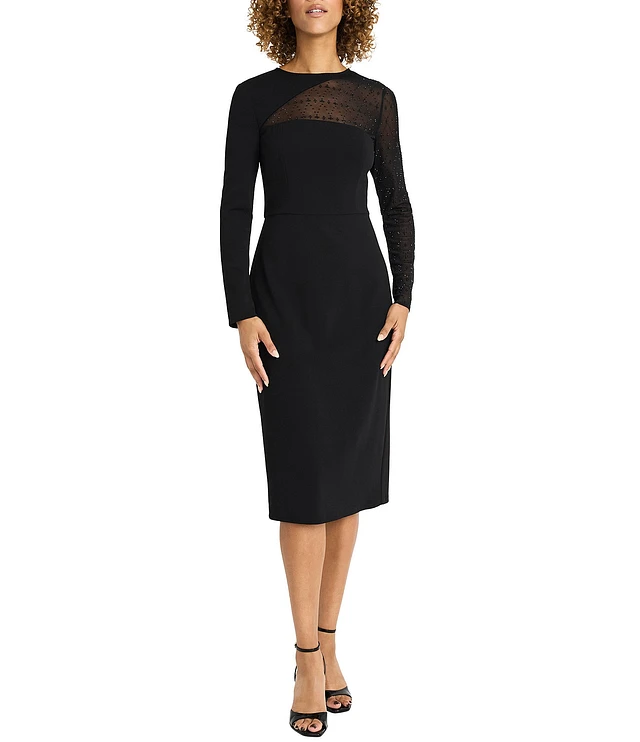 Maggy london illusion yoke crepe sheath dress best sale