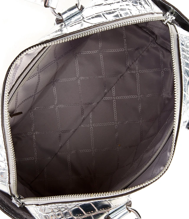 Michael Kors Grayson Medium Metallic Crocodile Embossed